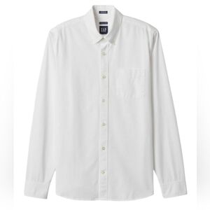 GAP Mens Classic Oxford White Slim Fit Long-sleeved Button-down Shirt sz Large
